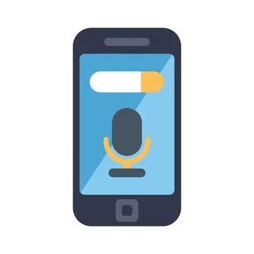 Smartphone recording audio message using voice assistant app Illustrazione stock