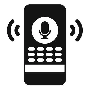 Smartphone recording voice message with microphone icon glyph icon vector Illustrazione stock