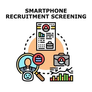 Smartphone recruitment screening selecting suitable candidate process Stock Illustration