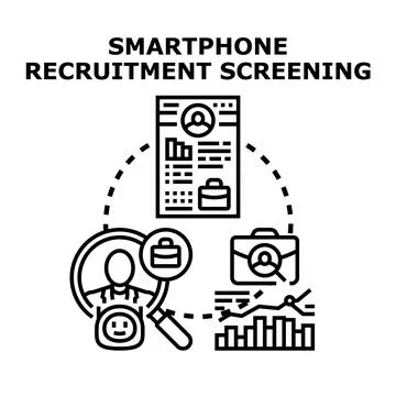 Smartphone recruitment screening selecting suitable candidate process Stock Illustration