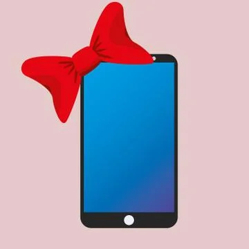 Smartphone with a red bow Stock Illustration