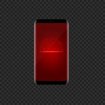 Smartphone with red face scan icon Stock Illustration