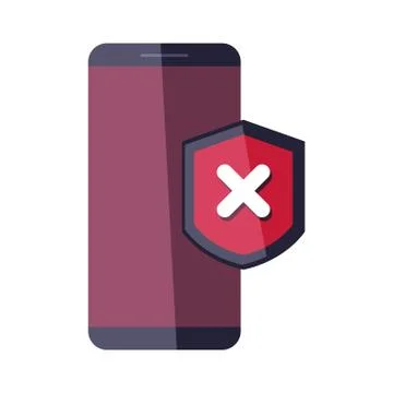 Smartphone with red shield, data protection or digital online security concept Stock Illustration