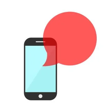 Smartphone with red transparent speech bubble Stock Illustration