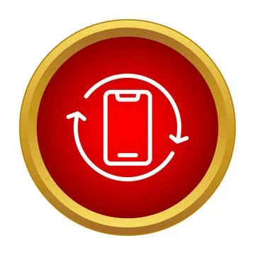 Smartphone refresh icon on red circle background Illustrazione stock