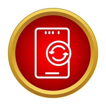 Smartphone refreshing data process icon on red button Stock Illustration