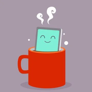 Smartphone relax in coffe cup Stock Illustration
