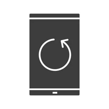 Smartphone reload button glyph icon Stock Illustration
