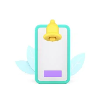 Smartphone reminder alert empty screen button ring bell 3d icon realistic vec Illustrazione stock