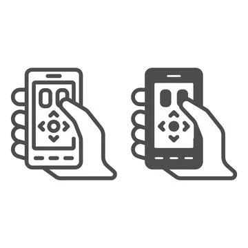 Smartphone as a remote control line and solid icon,TV and monitors concept Illustrazione stock