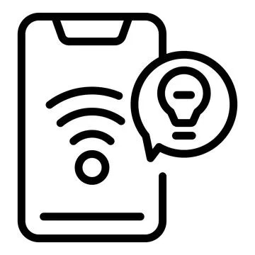 Smartphone remote smart lightbulb icon, outline style イラスト素材