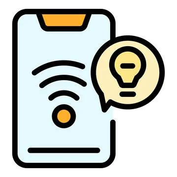 Smartphone remote smart lightbulb icon vector flat Stock Illustration