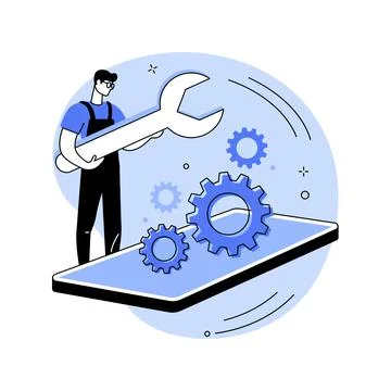 Smartphone repair abstract concept vector illustration. Stock Illustration