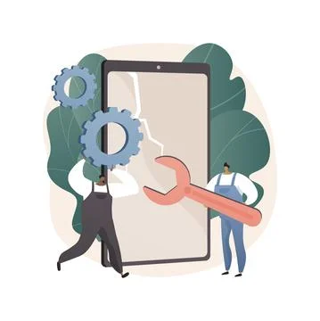 Smartphone repair abstract concept vector illustration. Stock Illustration