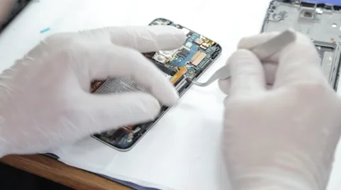Smartphone at the repair lab Stock Footage 61129626