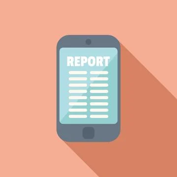 Smartphone report icon flat vector. Business document 스톡 일러스트