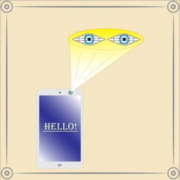 Smartphone with a retinal scanner. Stock Illustration