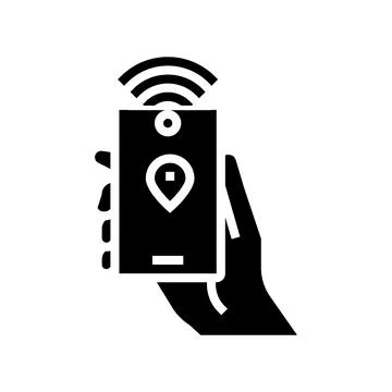 Smartphone with rfid nfc technology glyph icon vector illustration Stock Illustration
