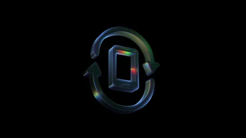 Smartphone rotating inside two circular arrows on black background Stock Footage 317234410