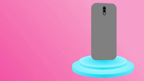 Smartphone Rotating on Podium with Copy Space Stock Footage 277346222