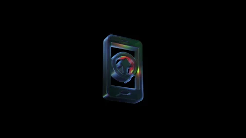 Smartphone rotating showing upload icon on black background Stock Footage 314732509