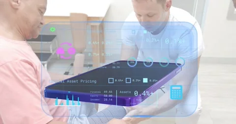 Smartphone rotating visualizing finance dashboard in clinic while therapist Stock Footage 317330222