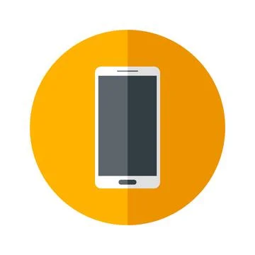 Smartphone round icon with shadow on a white background vector illustration Stock Illustration