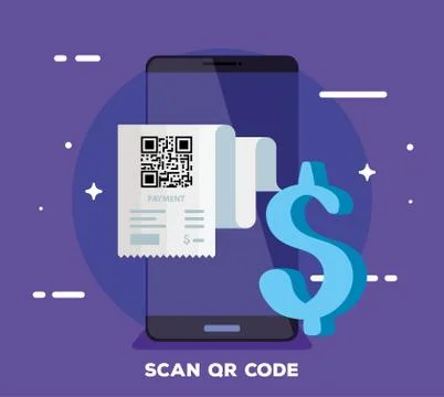 Smartphone with scan code qr and symbol dollar イラスト素材