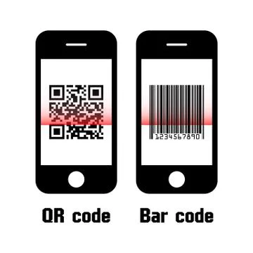Smartphone scan QR code and bar code . flat design Stock Illustration