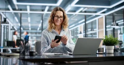 Smartphone Scanner Captures Characters On Documents For Office Workers Foto stock