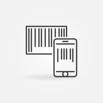 Smartphone scanning barcode icon in thin line style Stock Illustration