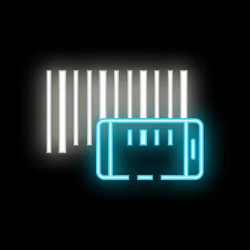 Smartphone scanning barcode with neon light effect Stock Illustration