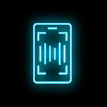 Smartphone scanning barcode with neon light effect Stock Illustration