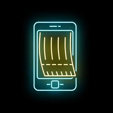 Smartphone scanning barcode neon line icon concept 스톡 일러스트
