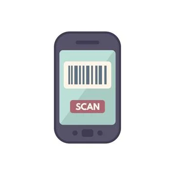 Smartphone scanning barcode with scan button on screen Illustrazione stock