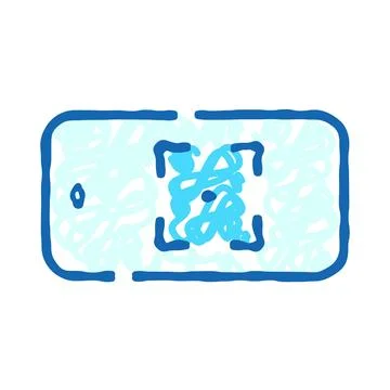 Smartphone scanning digital barcode icon with blue doodle effect Stock Illustration