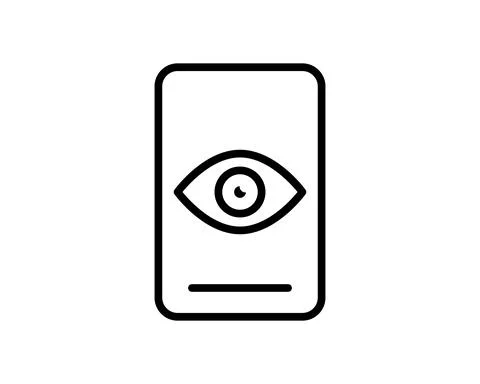 Smartphone scanning eye. Security check symbol. Mobile phone and eye scanner. Stock Illustration