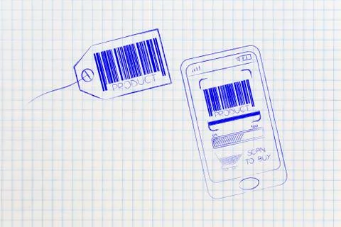 Smartphone scanning a product bar code Stock Illustration