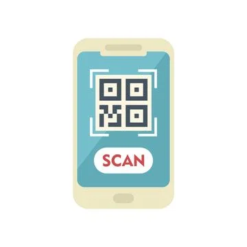 Smartphone scanning qr code on blue screen Stock Illustration