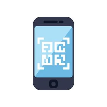 Smartphone scanning qr code on blue screen Illustrazione stock