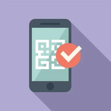 Smartphone scanning qr code with checkmark icon for successful scan Stock Illustration