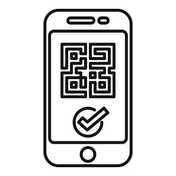 Smartphone scanning qr code with checkmark icon confirming successful scan Stock Illustration