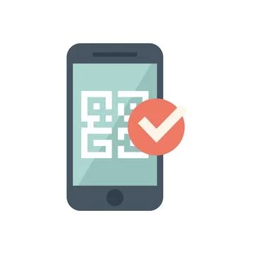 Smartphone scanning qr code with checkmark symbol for successful scan Illustrazione stock