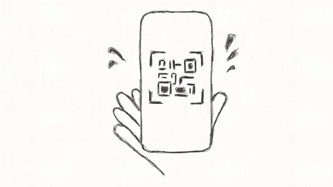 Smartphone Scanning QR Code Hand Drawn Animation 動画素材 341863513