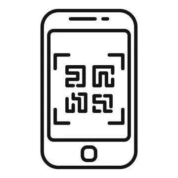 Smartphone scanning qr code icon, mobile scan payment concept Illustrazione stock
