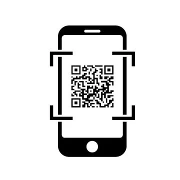 Smartphone Scanning QR Code Icon for Digital Payment and Access Stock Illustration