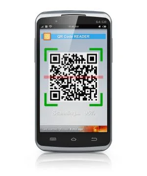 Smartphone scanning QR code Stock Illustration