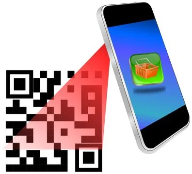 Smartphone scanning QR-Code イラスト素材