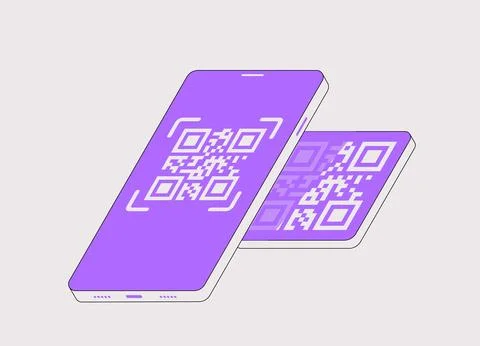 Smartphone scanning QR code to pay for product or service, showing ease and Stock Illustration
