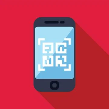 Smartphone scanning qr code on red background Stock Illustration